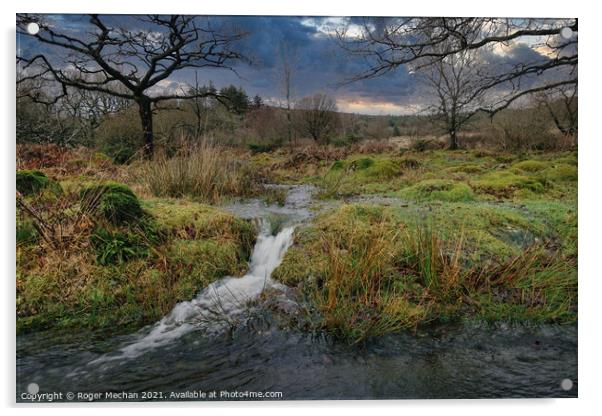 Torrential Dartmoor Landscape Acrylic by Roger Mechan