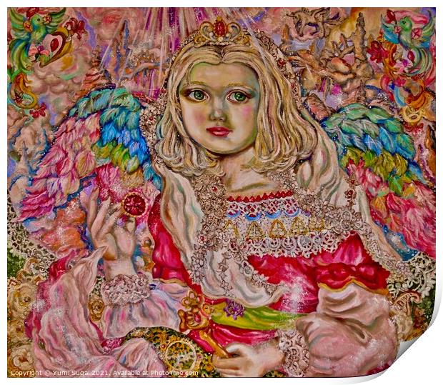Yumi Sugai.An angel of the pink crystal. Print by Yumi Sugai