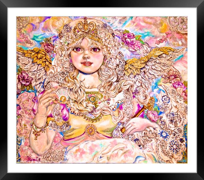 Yumi Sugai. The angel of the Golden pearl. Framed Mounted Print by Yumi Sugai