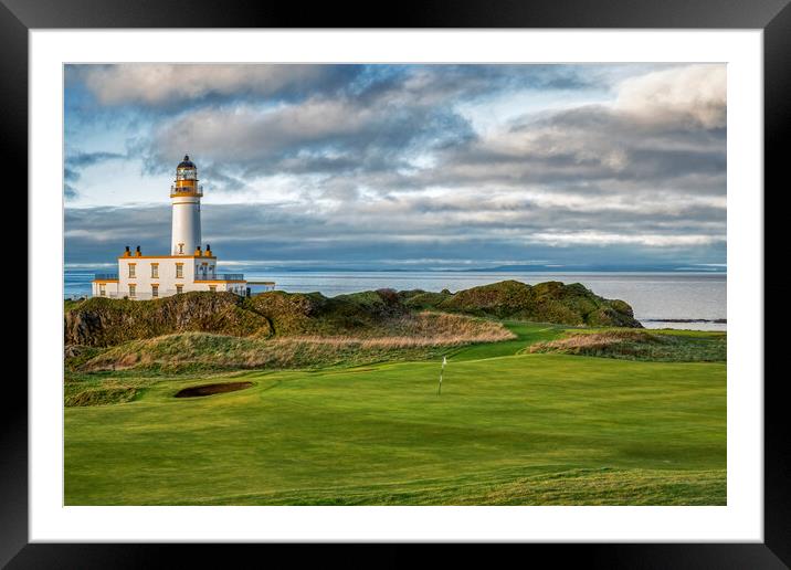 Turnberry Lighthouse and Ninth Green Framed Mounted Print by Derek Beattie