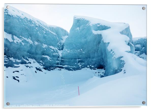 Ice Blue Mountain Iceland Acrylic by Sandra Day