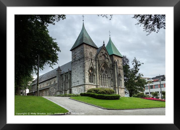 Stavanger Cathedral Framed Mounted Print by Philip Brookes