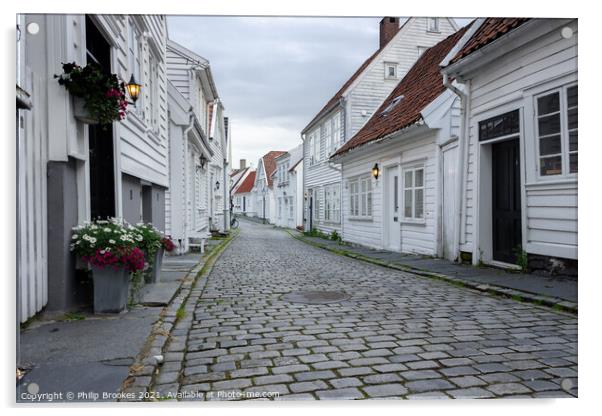 Old Stavanger Street Acrylic by Philip Brookes