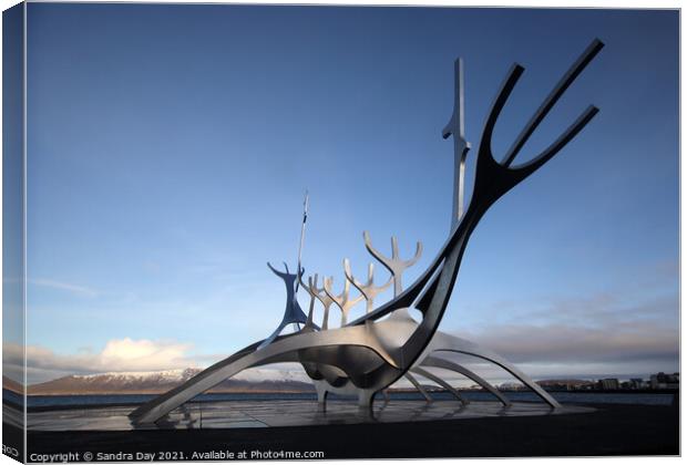 Sun Voyager Sculpture Iceland Canvas Print by Sandra Day