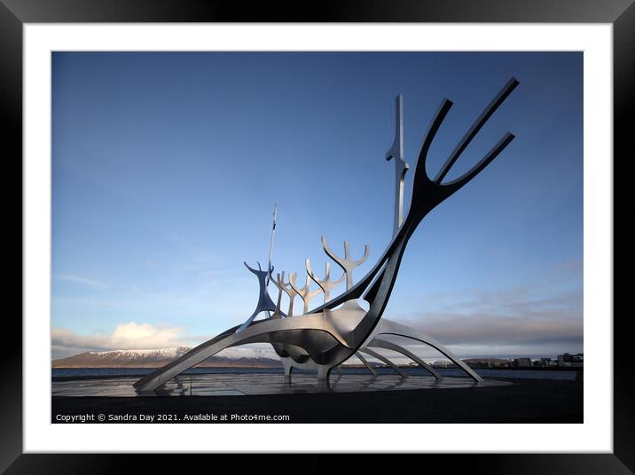 Sun Voyager Sculpture Iceland Framed Mounted Print by Sandra Day