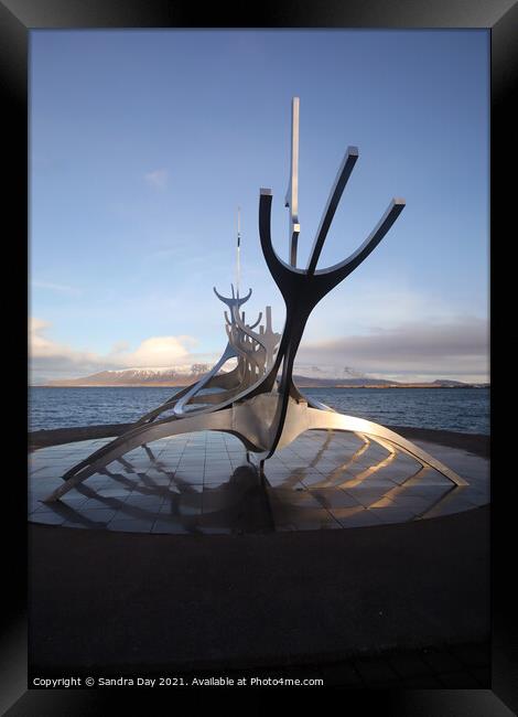 Iceland Reykjavik sun sculpture Framed Print by Sandra Day