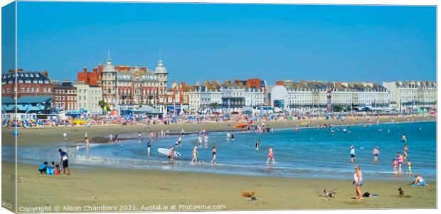 Weymouth Beach Panorama Canvas Print by Alison Chambers