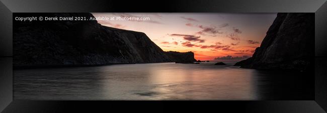 Man O'War Bay Sunrise, Dorset (panoramic) Framed Print by Derek Daniel