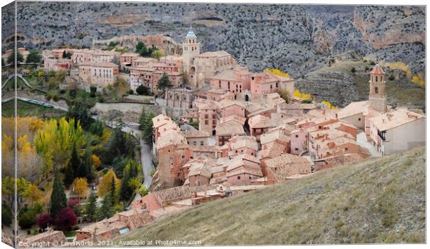 View over the mountain village of Albarracin, Spain Canvas Print by Lensw0rld 