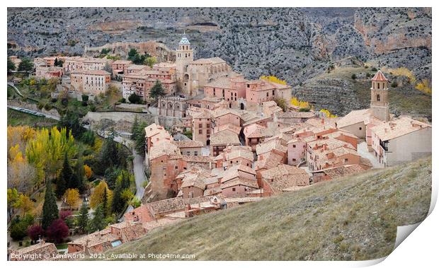View over the mountain village of Albarracin, Spain Print by Lensw0rld 