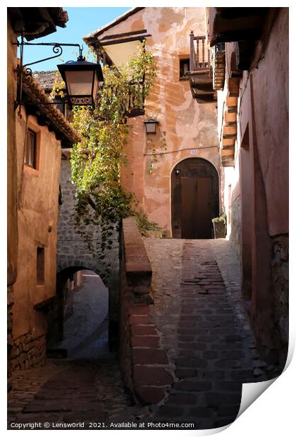 Beautiful old buildings in the mountain village of Albarracin, Spain Print by Lensw0rld 