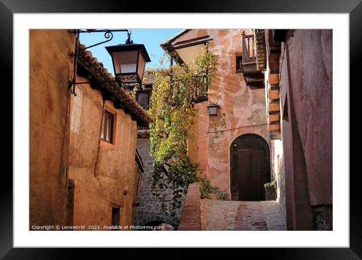 Beautiful old buildings in the mountain village of Albarracin, Spain Framed Mounted Print by Lensw0rld 