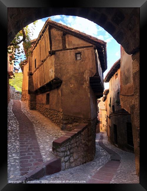 Beautiful old buildings in the mountain village of Albarracin, Spain Framed Print by Lensw0rld 