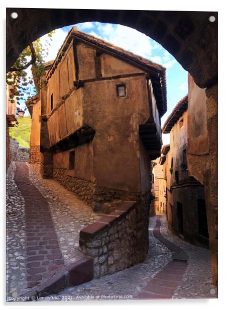 Beautiful old buildings in the mountain village of Albarracin, Spain Acrylic by Lensw0rld 