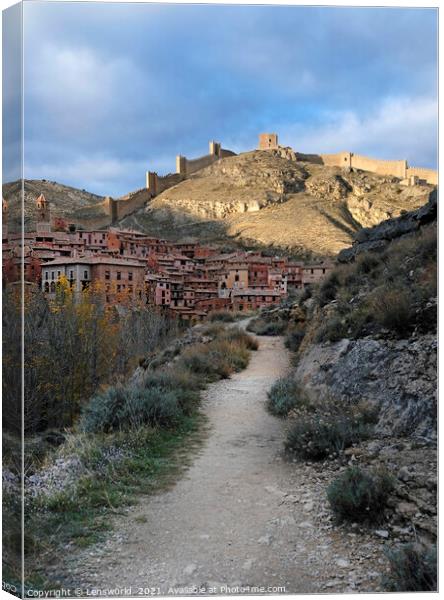 View over the mountain village of Albarracin, Spain Canvas Print by Lensw0rld 