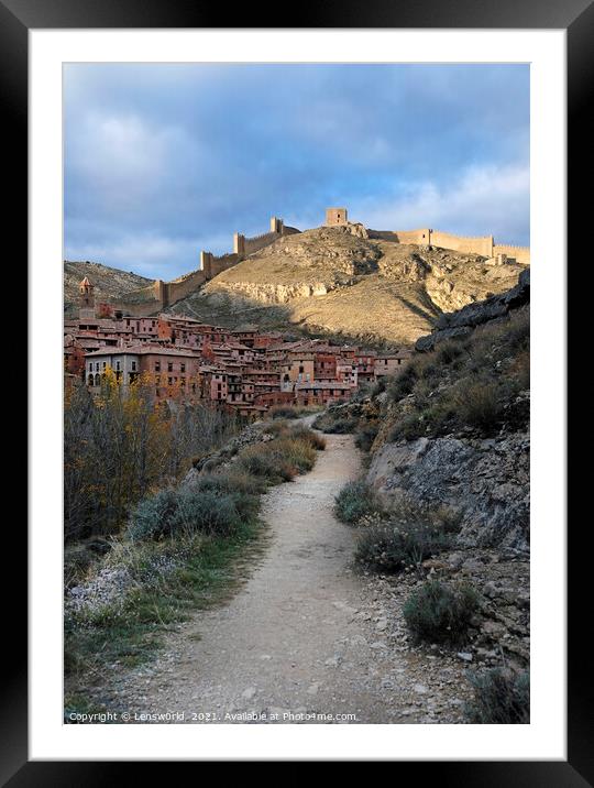 View over the mountain village of Albarracin, Spain Framed Mounted Print by Lensw0rld 