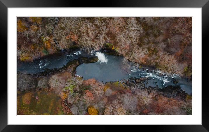 Drone view of the river Tawe Framed Mounted Print by Leighton Collins