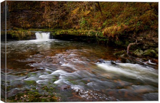 A small waterfall on the river Tawe Canvas Print by Leighton Collins