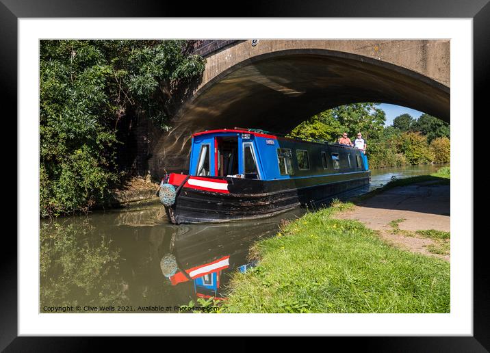 Narrowboat under Candle Bridge Framed Mounted Print by Clive Wells
