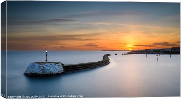 Moody Sunset Over Arbroath Harbour Canvas Print by Joe Dailly