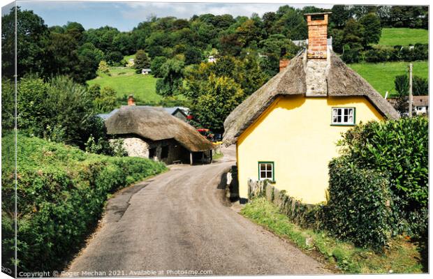 Serene Devon Thatched Cottage Canvas Print by Roger Mechan