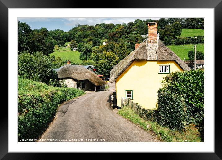 Serene Devon Thatched Cottage Framed Mounted Print by Roger Mechan