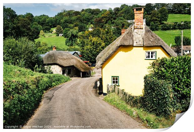Serene Devon Thatched Cottage Print by Roger Mechan