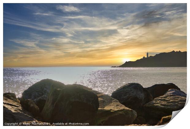 Serenity at Start Point Lighthouse Print by Roger Mechan