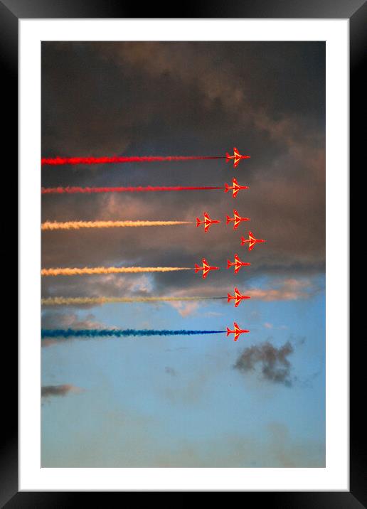 Red Arrows Display Team In Formation Framed Mounted Print by Andy Evans Photos