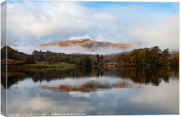 Outdoor Low Clouds around Rydal Water in the Lake District, England Canvas Print by Dave Collins