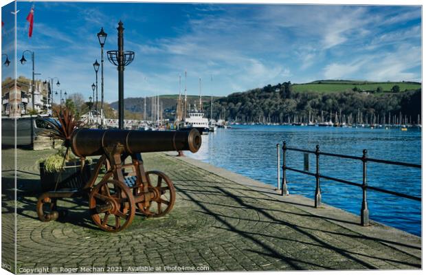 Historic Cannon overlooking River Dart Canvas Print by Roger Mechan