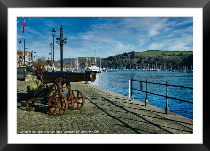 Historic Cannon overlooking River Dart Framed Mounted Print by Roger Mechan