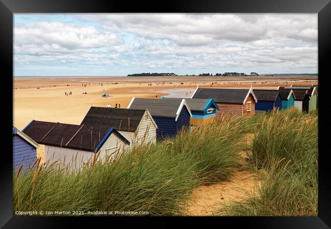 Wells next the sea beach huts Framed Print by Ian Merton