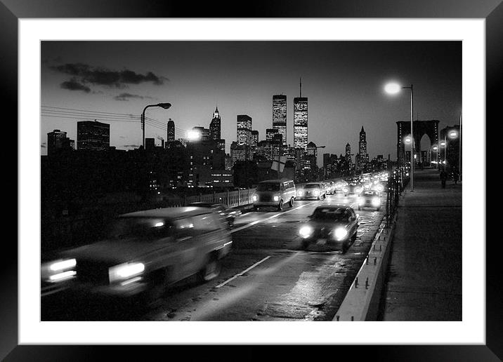 Manhattan skyline dusk 1980s Framed Mounted Print by Gary Eason