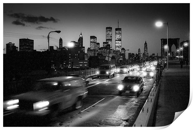 Manhattan skyline dusk 1980s Print by Gary Eason