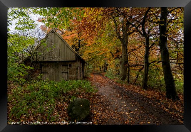 old farm in a autumn forest in holland Framed Print by Chris Willemsen