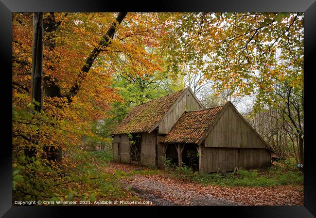 old farm in a autumn forest in holland Framed Print by Chris Willemsen