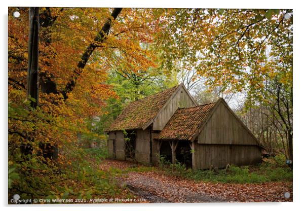 old farm in a autumn forest in holland Acrylic by Chris Willemsen