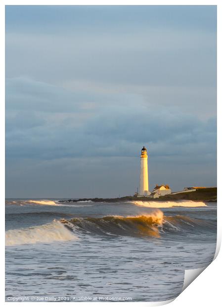 A sunset at Scurdie Ness Lighthouse Montrose Print by Joe Dailly