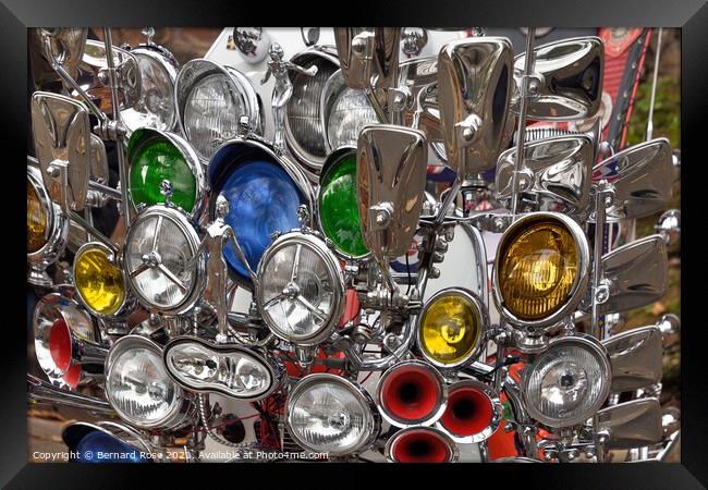 Scooter Headlights and Chrome Mirrors Framed Print by Bernard Rose Photography