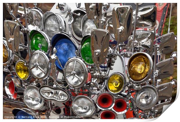 Scooter Headlights and Chrome Mirrors Print by Bernard Rose Photography