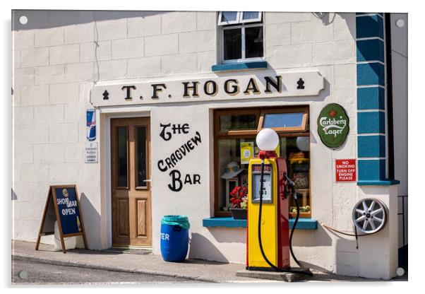Old style shop Bar and Petrol station, Grange, Tipperary, Ireland Acrylic by Phil Crean