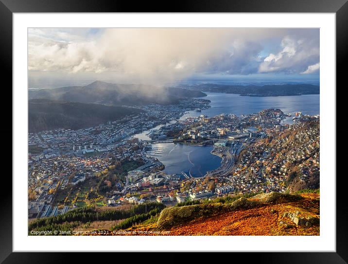 Bergen from Mount Ulriken Framed Mounted Print by Janet Carmichael