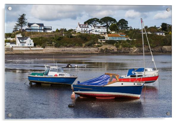 Trio of boats at Abersoch Acrylic by Jason Wells