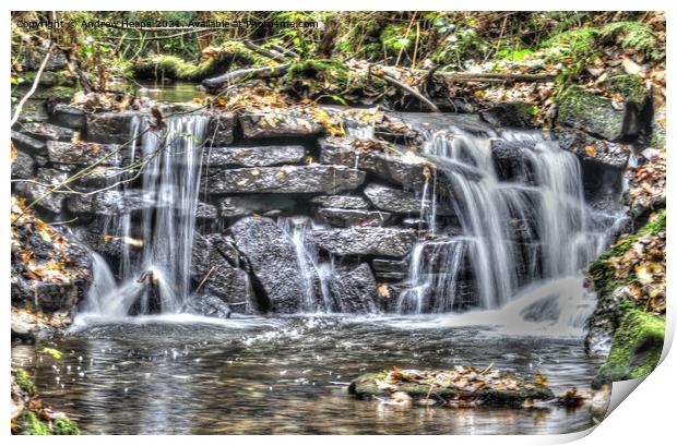 Small misty waterfall Print by Andrew Heaps