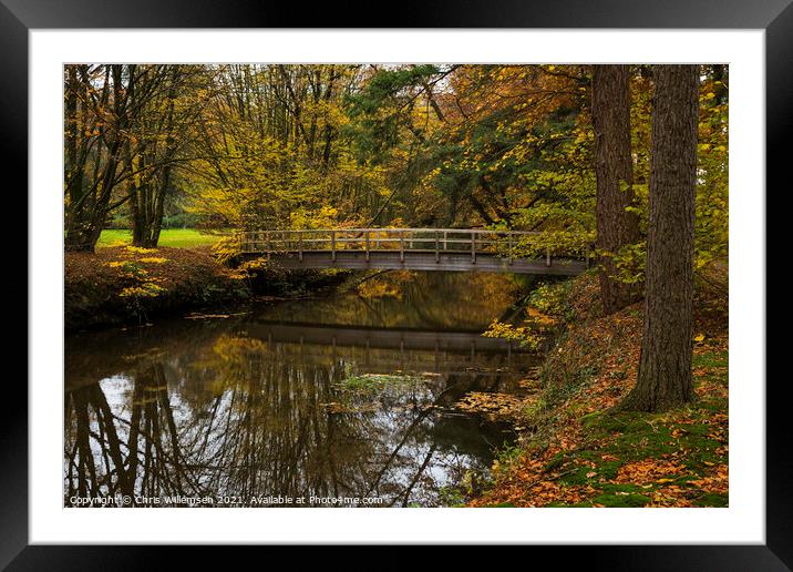 wooden bridge in autumn forest in nature area singraven Framed Mounted Print by Chris Willemsen
