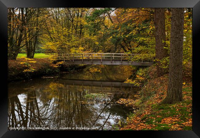 wooden bridge in autumn forest in nature area singraven Framed Print by Chris Willemsen