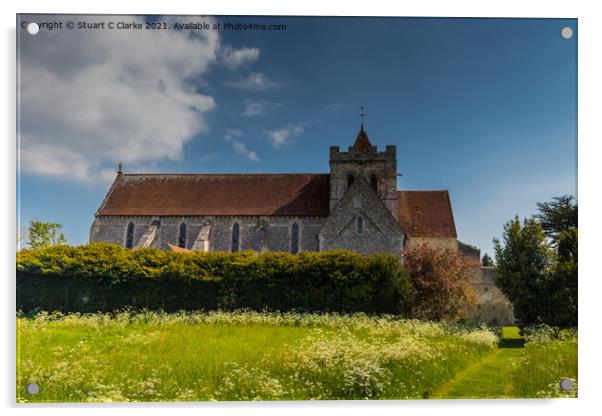 Boxgrove Priory Acrylic by Stuart C Clarke