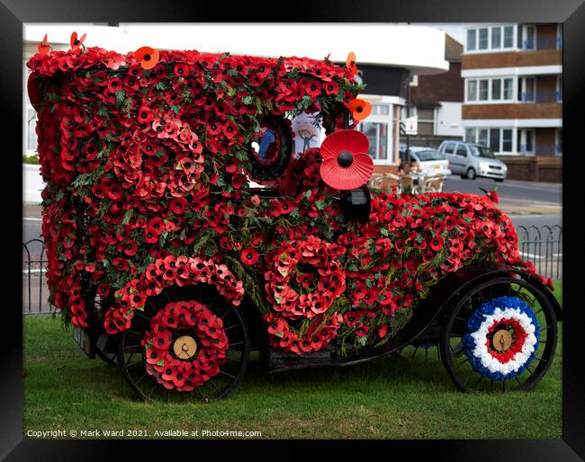 Poppy Car in Bexhill. Framed Print by Mark Ward