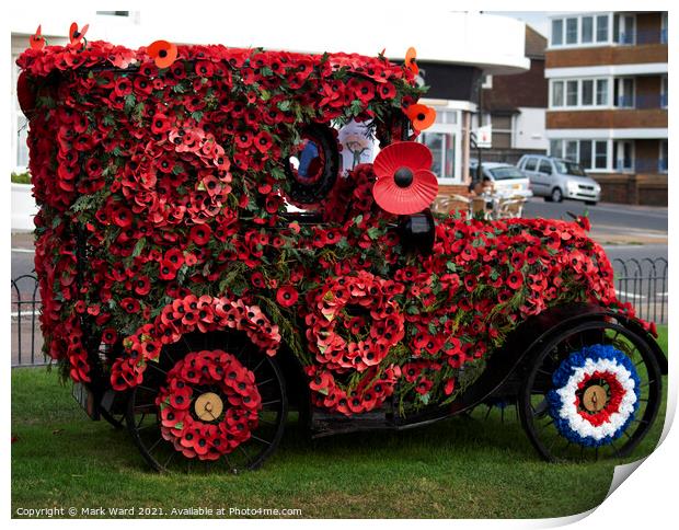 Poppy Car in Bexhill. Print by Mark Ward